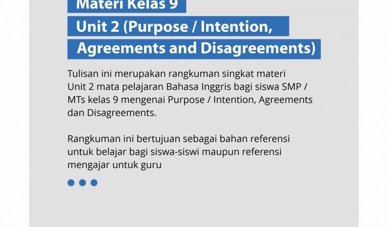 Materi Kelas 9: Unit 2 (Purpose / Intention, Agreements and Disagreements)